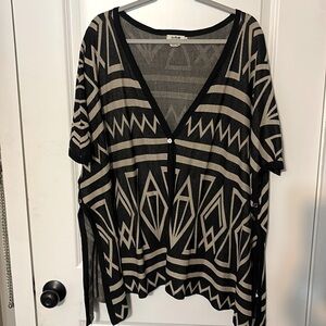 Molly Bracken Aztec Design Sweater/Poncho Style - One Size-Looks to fit XL or 2X